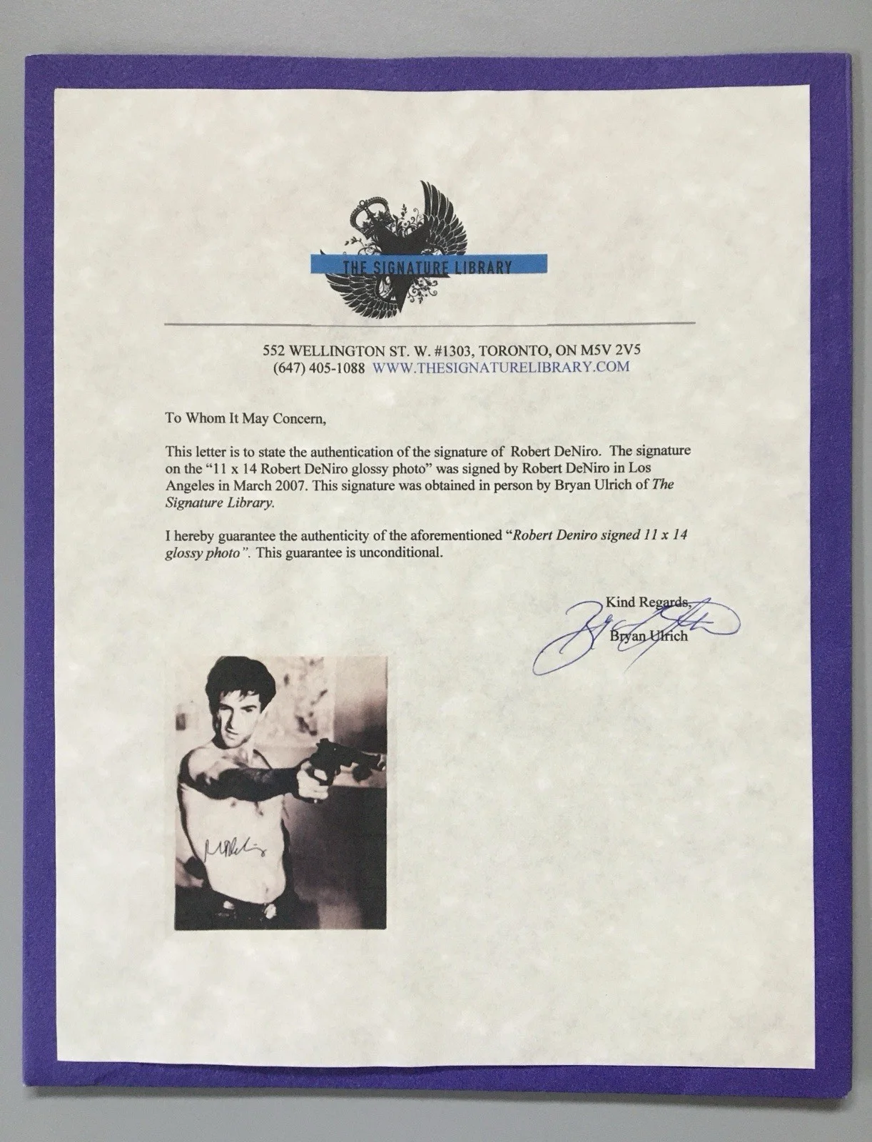 Robert De Niro — Signed Autographed Robert De Niro Taxi Driver Photo Framed With Certificate, image 2