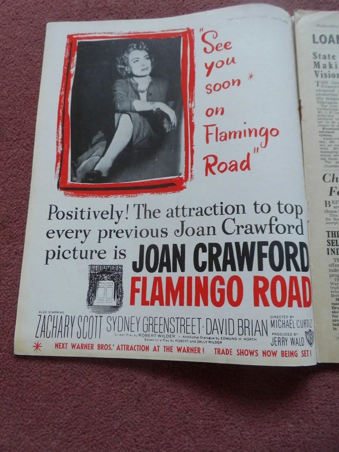 TODAY’S CINEMA (1949) UK trade mag JOAN CRAWFORD, WILLIAM HOLDEN, NICHOLAS RAY, изображение 2