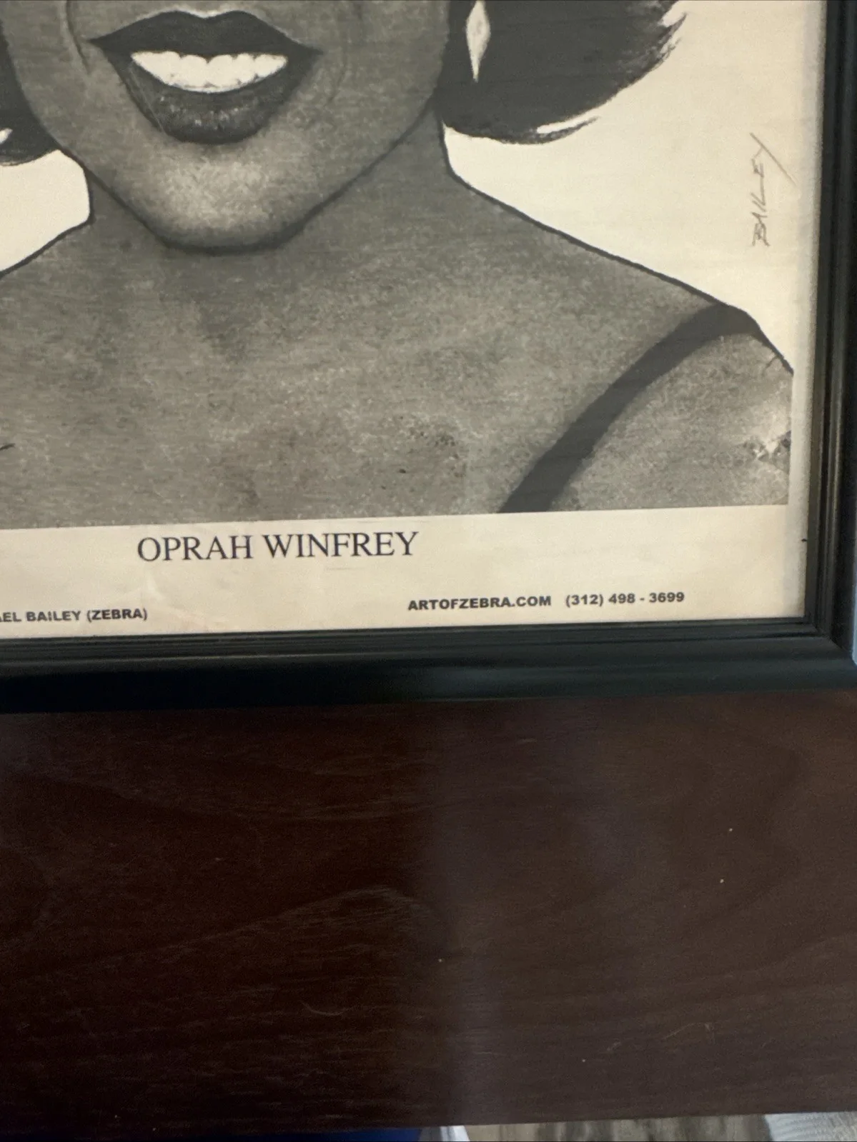 Framed drawing of Oprah Winfrey by artist Michael Bailey (ZEBRA). 12 X 15, изображение 4