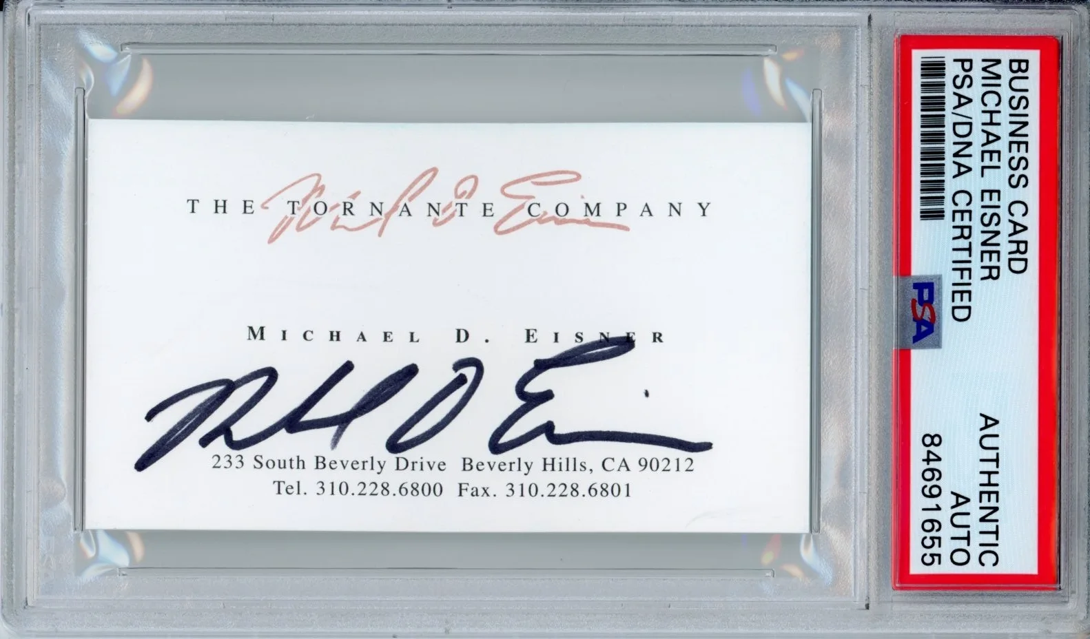 Michael Eisner — FORMER DISNEY CEO MICHAEL EISNER SIGNED BUSINESS CARD PSA DNA COA CERTIFIED AUTO