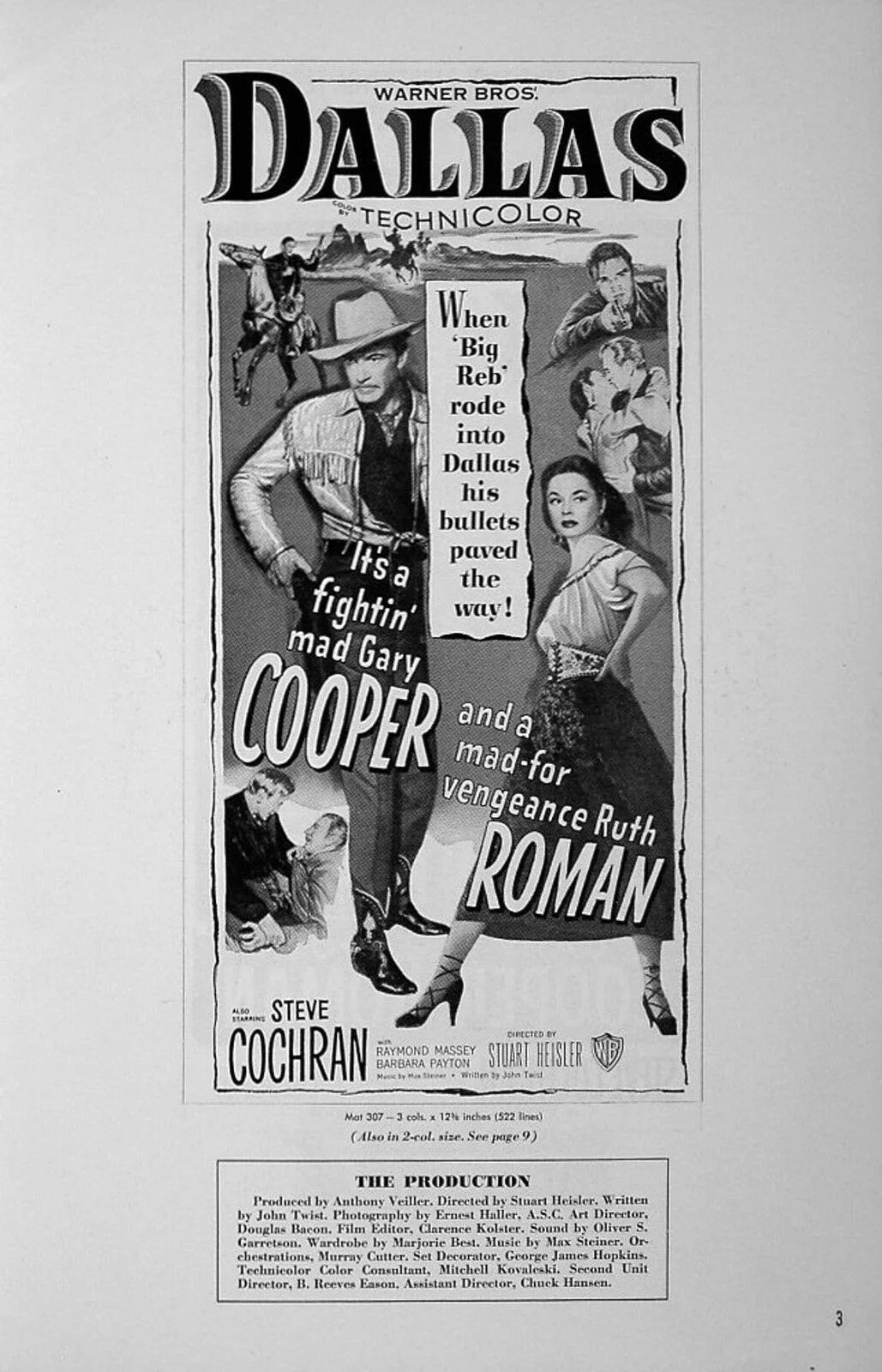 DALLAS 1950 Gary Cooper, Ruth Roman, Steve Cochran US PRESSBOOK, image 3