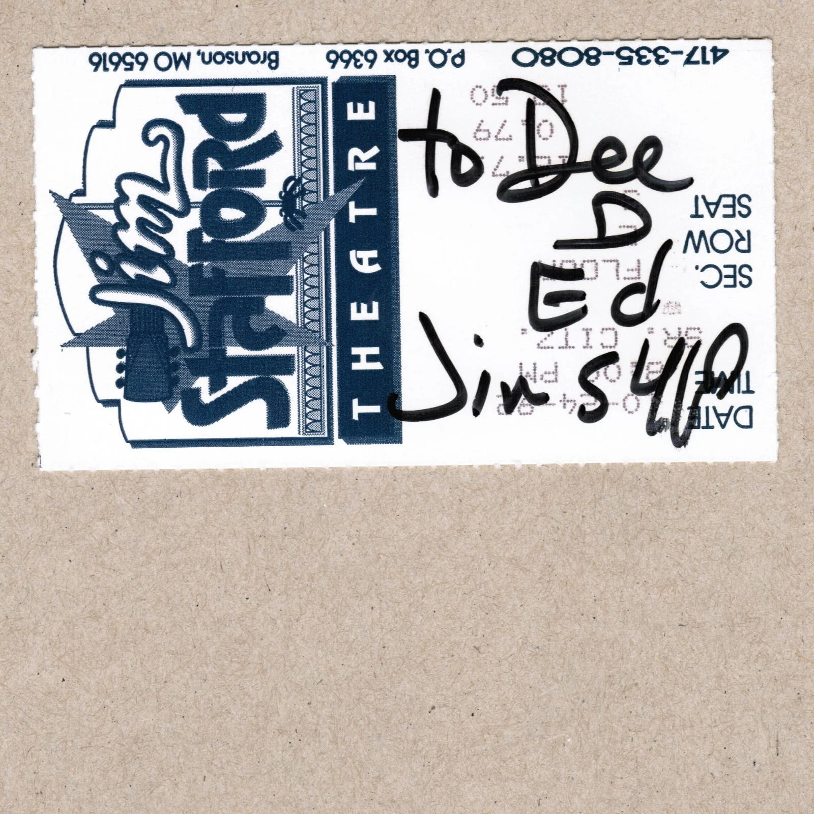 1992 Jim Stafford Signed Autograph w/Fan Taken 3.5 x 3.5 OOAK Photo Ticket Stub, изображение 2