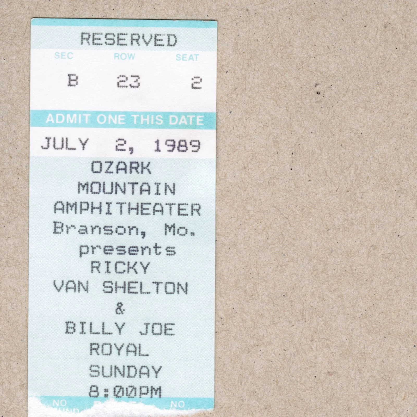 1989 Ricky Van Shelton Signed Autograph w/Fan Taken 3.5 x 3.5 OOAK Photo Ticket, изображение 4
