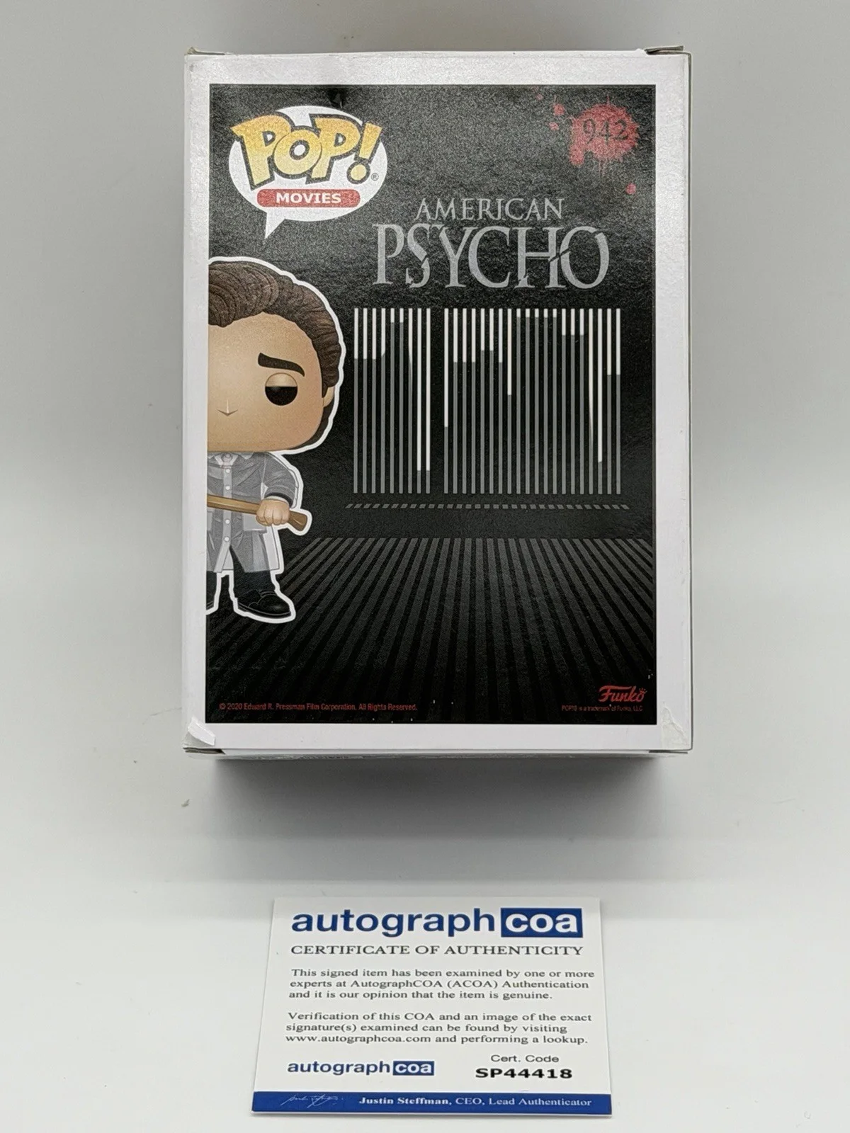 Christian Bale — Christian Bale signed Psycho Funko Pop 942 Patrick Bateman Not Messi Ronaldo, image 4