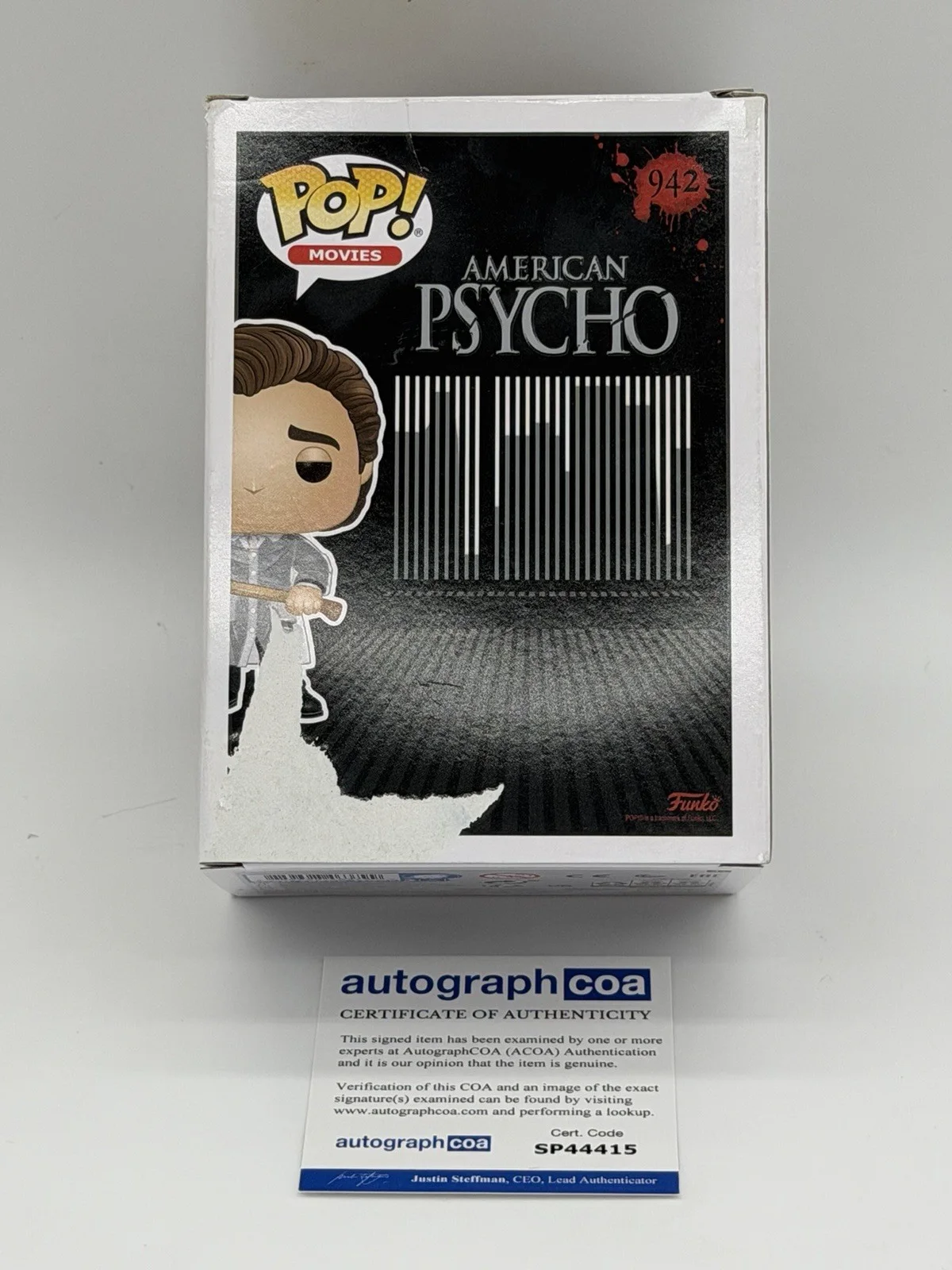 Christian Bale — Christian Bale signed Psycho Funko Pop 942 Patrick Bateman Not Aaron Judge WBC, изображение 4