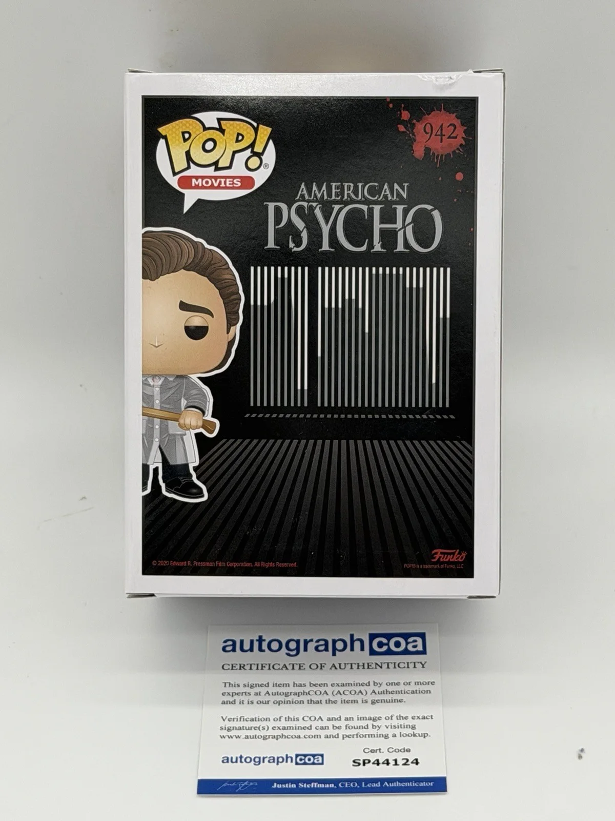 Christian Bale — Christian Bale signed Psycho Funko Pop 942 Patrick Bateman Hilary Duff Clinton, image 4