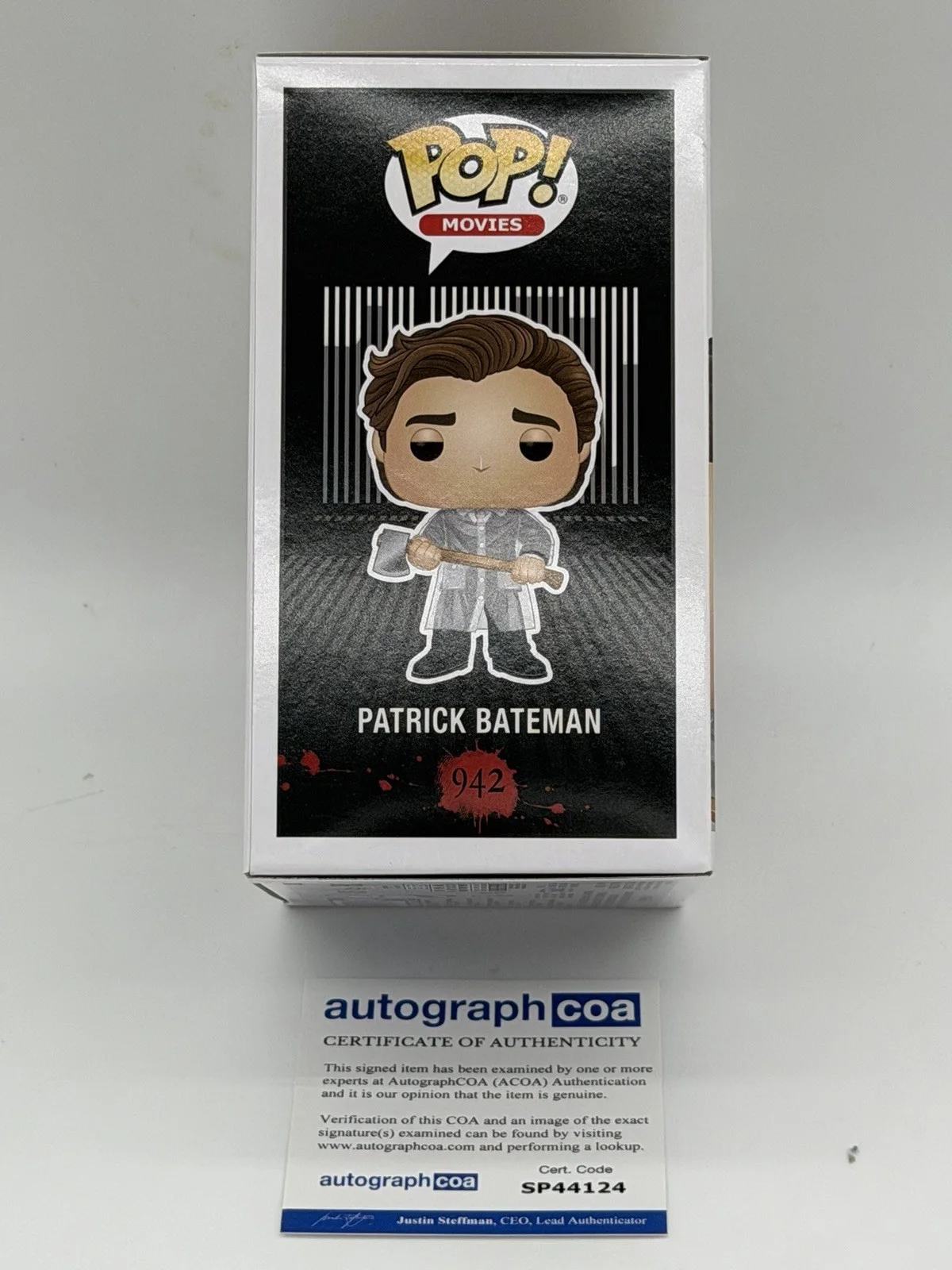 Christian Bale — Christian Bale signed Psycho Funko Pop 942 Patrick Bateman Hilary Duff Clinton, image 5