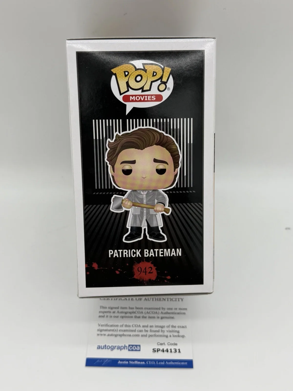 Christian Bale — Christian Bale signed Psycho Funko Pop 942 Patrick Bateman Not Freddy Cruger, image 5