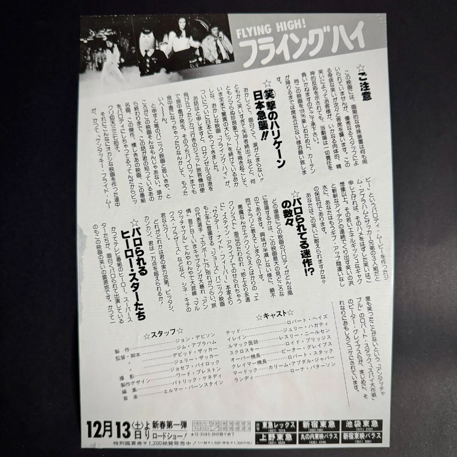AIRPLANE! 1980 Japanese Movie Chirashi Flyer Mini Poster, изображение 2
