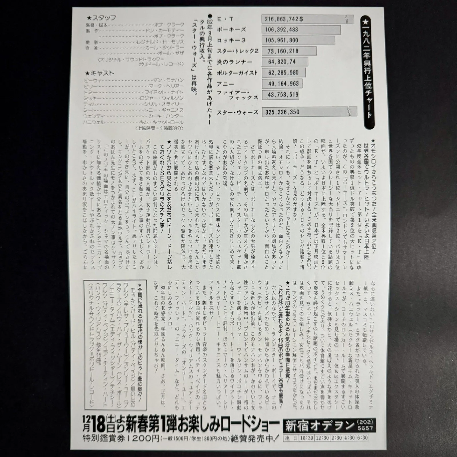 Porky's 1981 Japanese B5 Flyer Chirashi Mini Poster Dan Monahan Mark Herrier, изображение 2