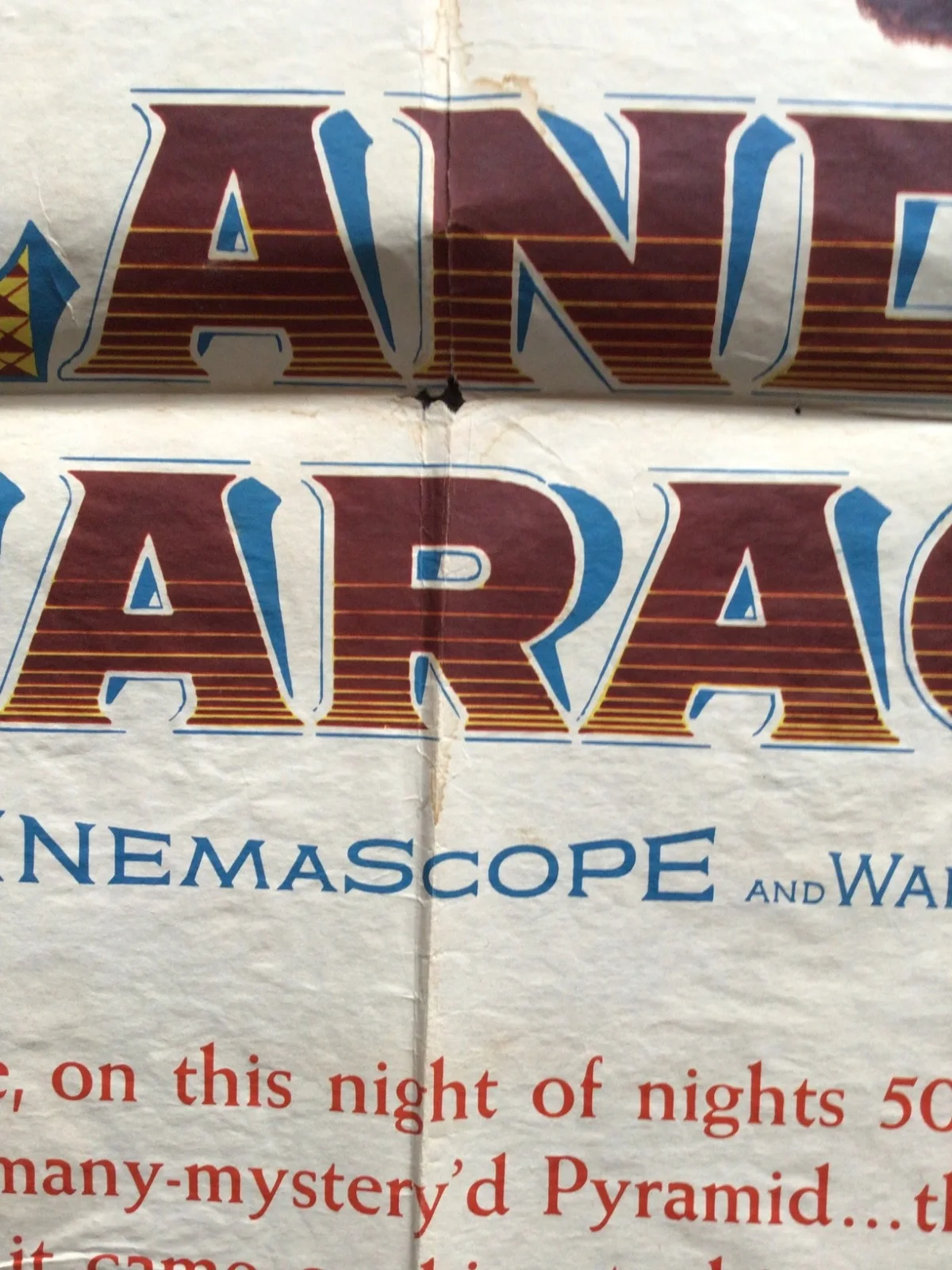 Land of the Pharaohs original one sheet signed movie poster in Fair condition, изображение 5