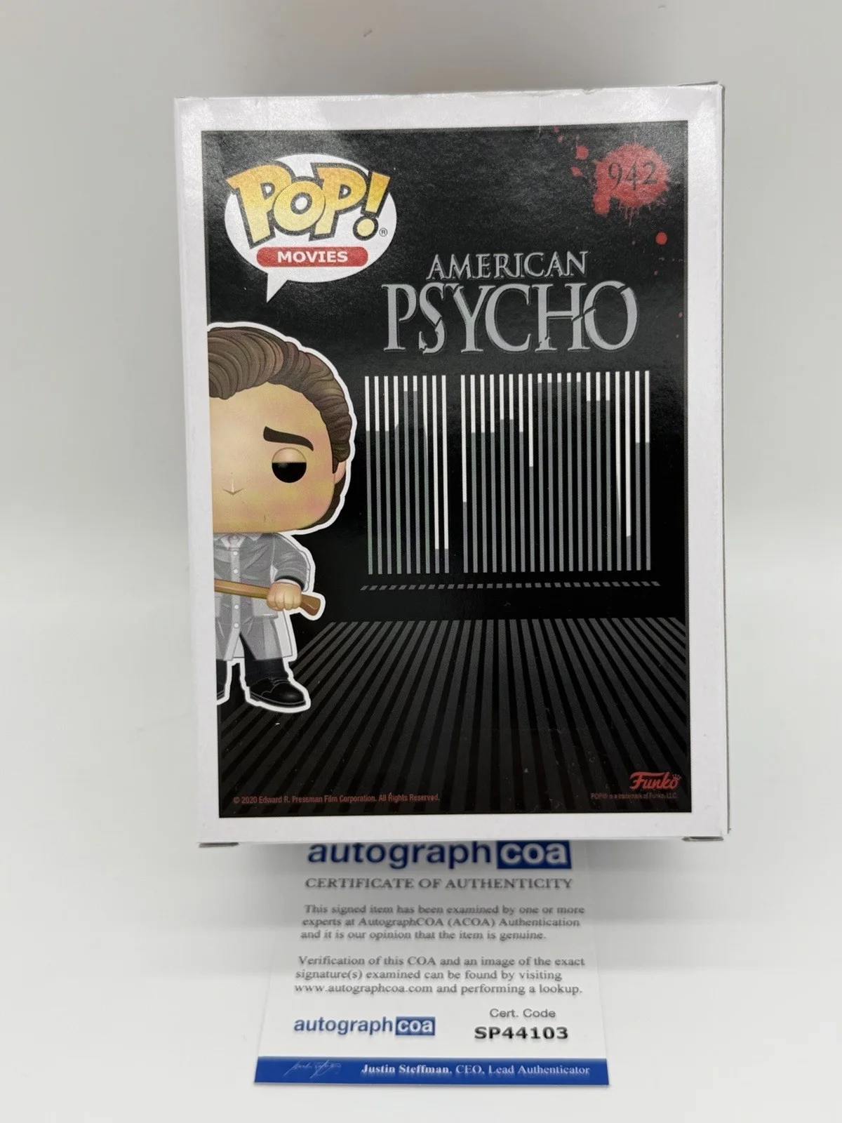 Christian Bale — Christian Bale signed Psycho Funko Pop 942 Patrick Bateman Not Mario Bros Roblox, image 4
