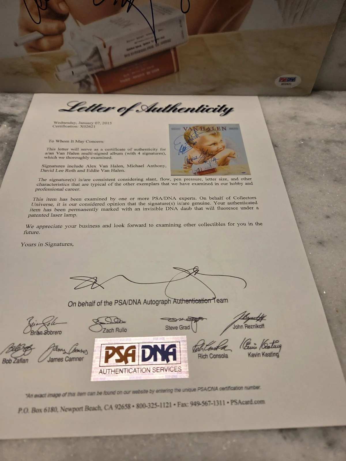 Autographed Van Halen 1984 Album(all 4 Mint) PSA Full Letter, image 3