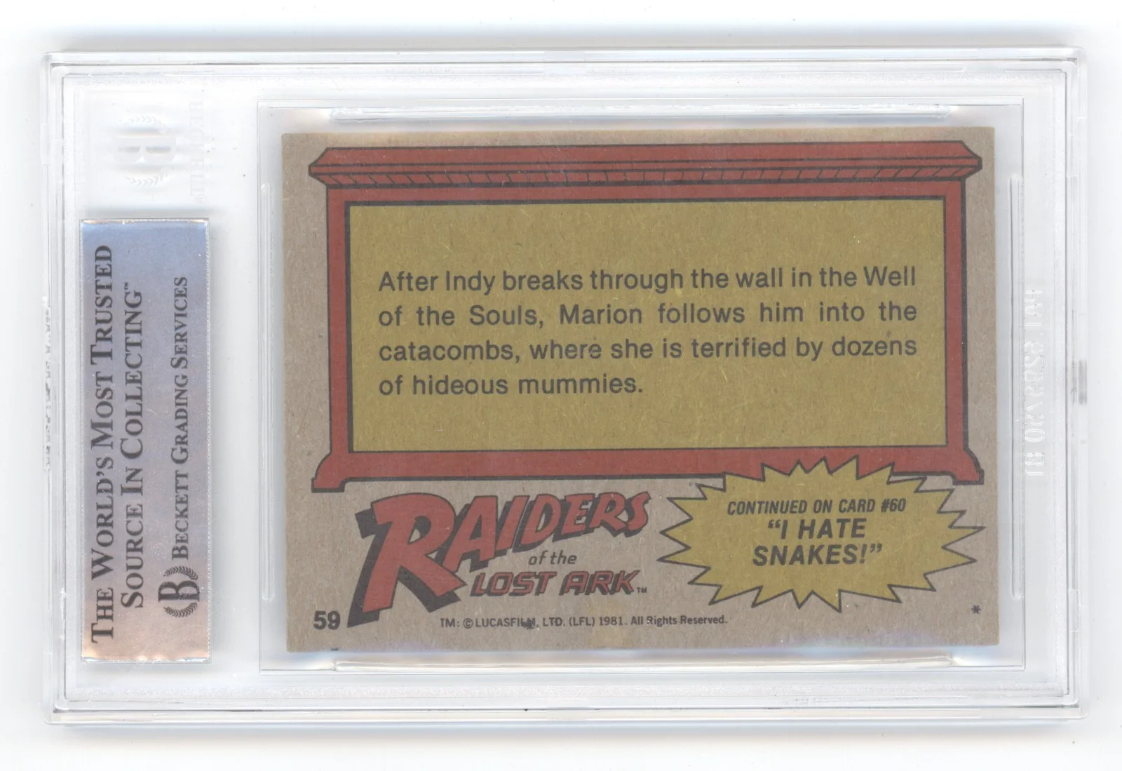 KAREN ALLEN SIGNED 1981 TOPPS RAIDERS OF THE LOST ARK #5 BAS BGS AUTO Q3566, изображение 2