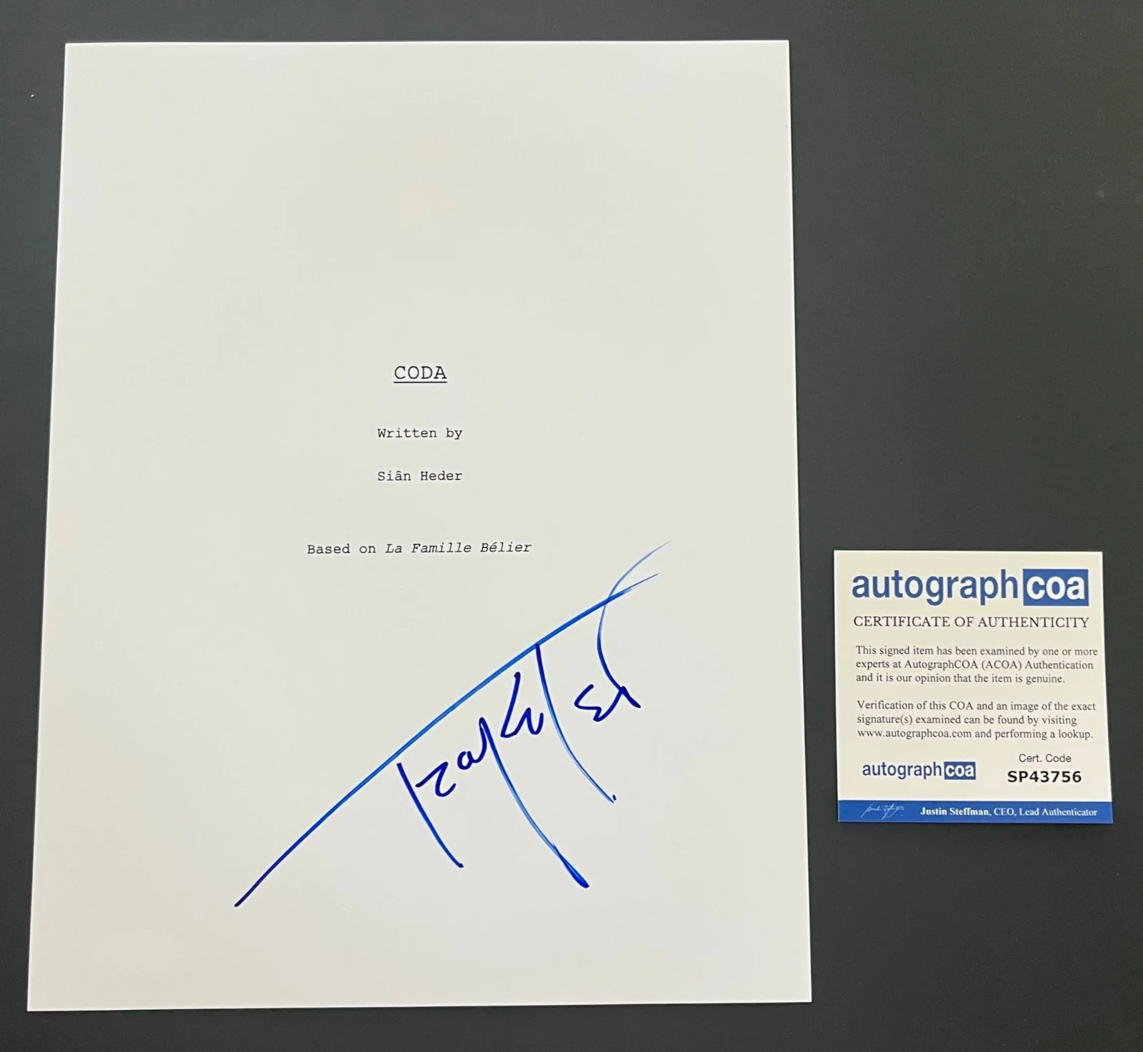 TROY KOTSUR SIGNED CODA FULL MOVIE SCRIPT w/EXACT PROOF & AUTOGRAPH COA ACOA, image 2