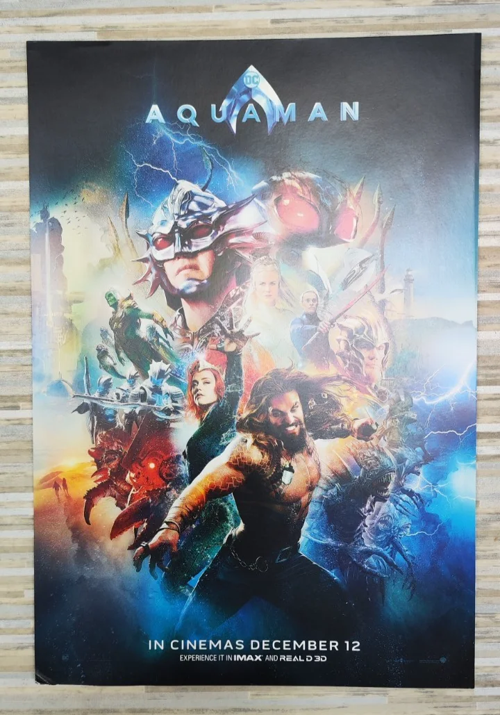 Aquaman A3 Poster Jason Momoa MOVIE 30x42cms approx 2018, image 2