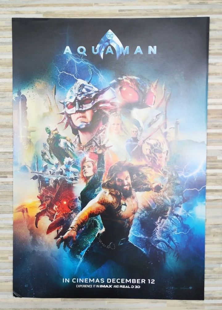 Aquaman A3 Poster Jason Momoa MOVIE 30x42cms approx 2018, image 3
