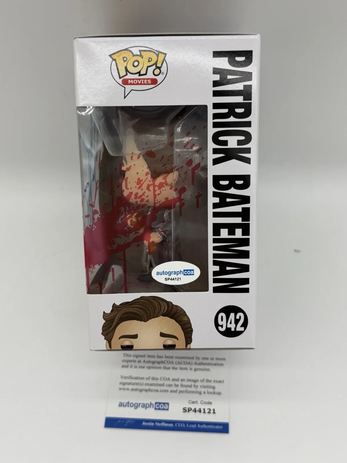 Christian Bale — Christian Bale signed Psycho Funko Pop 942 Patrick Bateman Not South Park Kenny, image 3