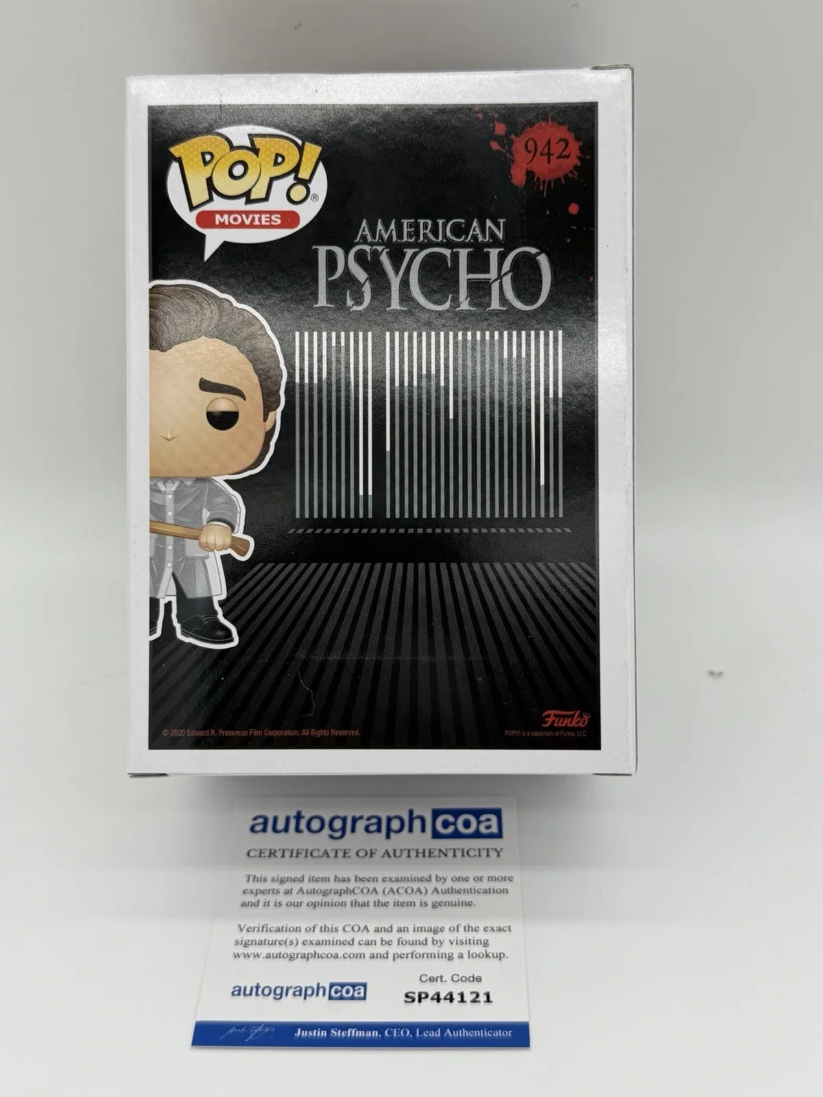 Christian Bale — Christian Bale signed Psycho Funko Pop 942 Patrick Bateman Not South Park Kenny, image 4