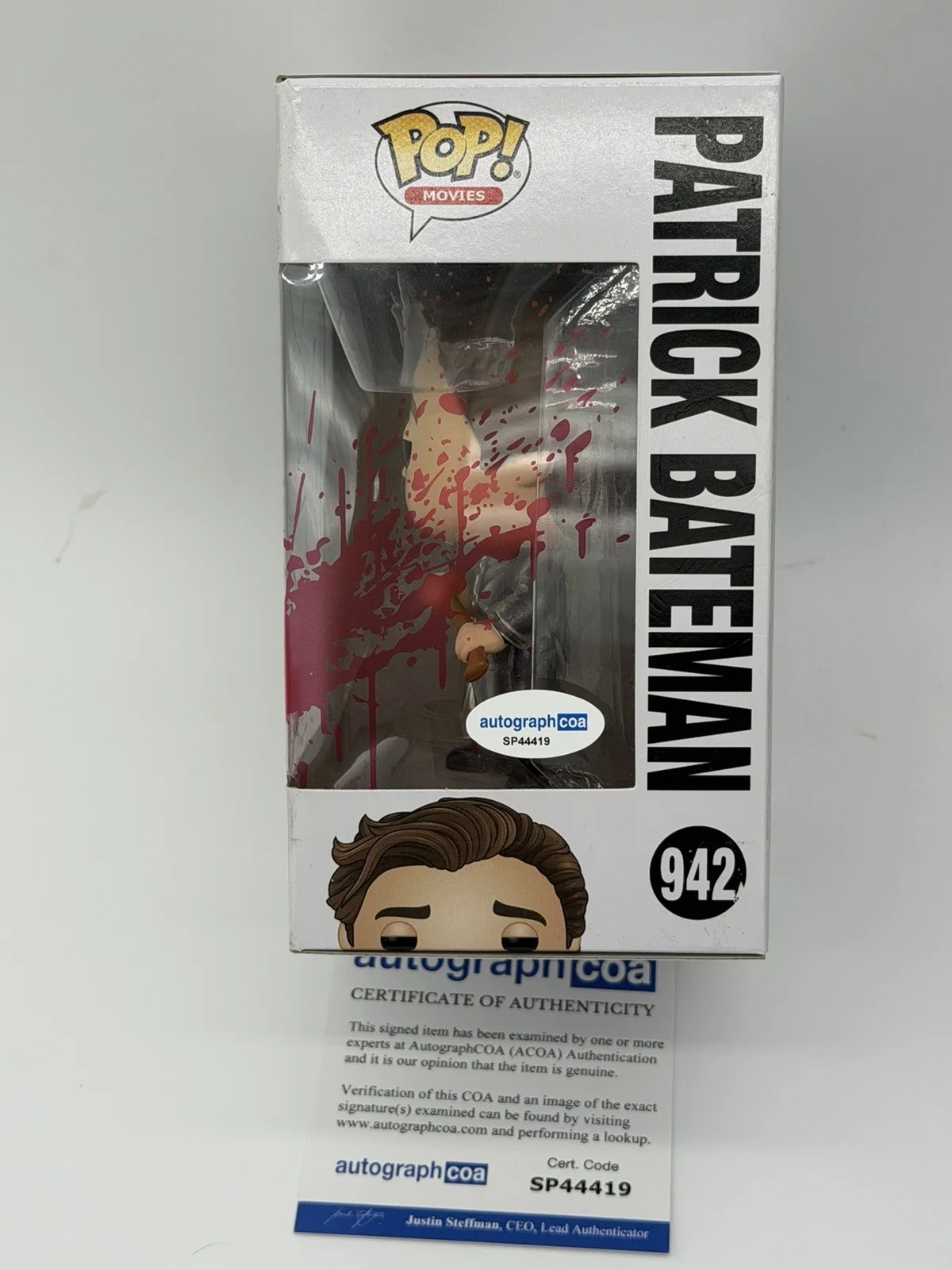 Christian Bale — Christian Bale signed Psycho Funko Pop 942 Patrick Bateman Fun Toys Trading Card, изображение 3