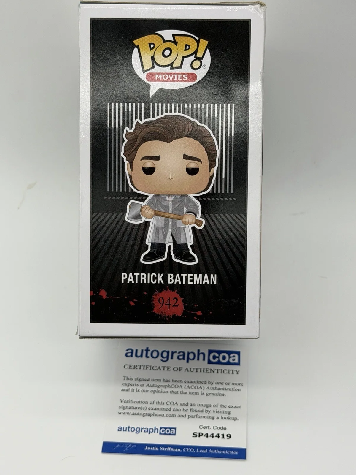 Christian Bale — Christian Bale signed Psycho Funko Pop 942 Patrick Bateman Fun Toys Trading Card, изображение 5