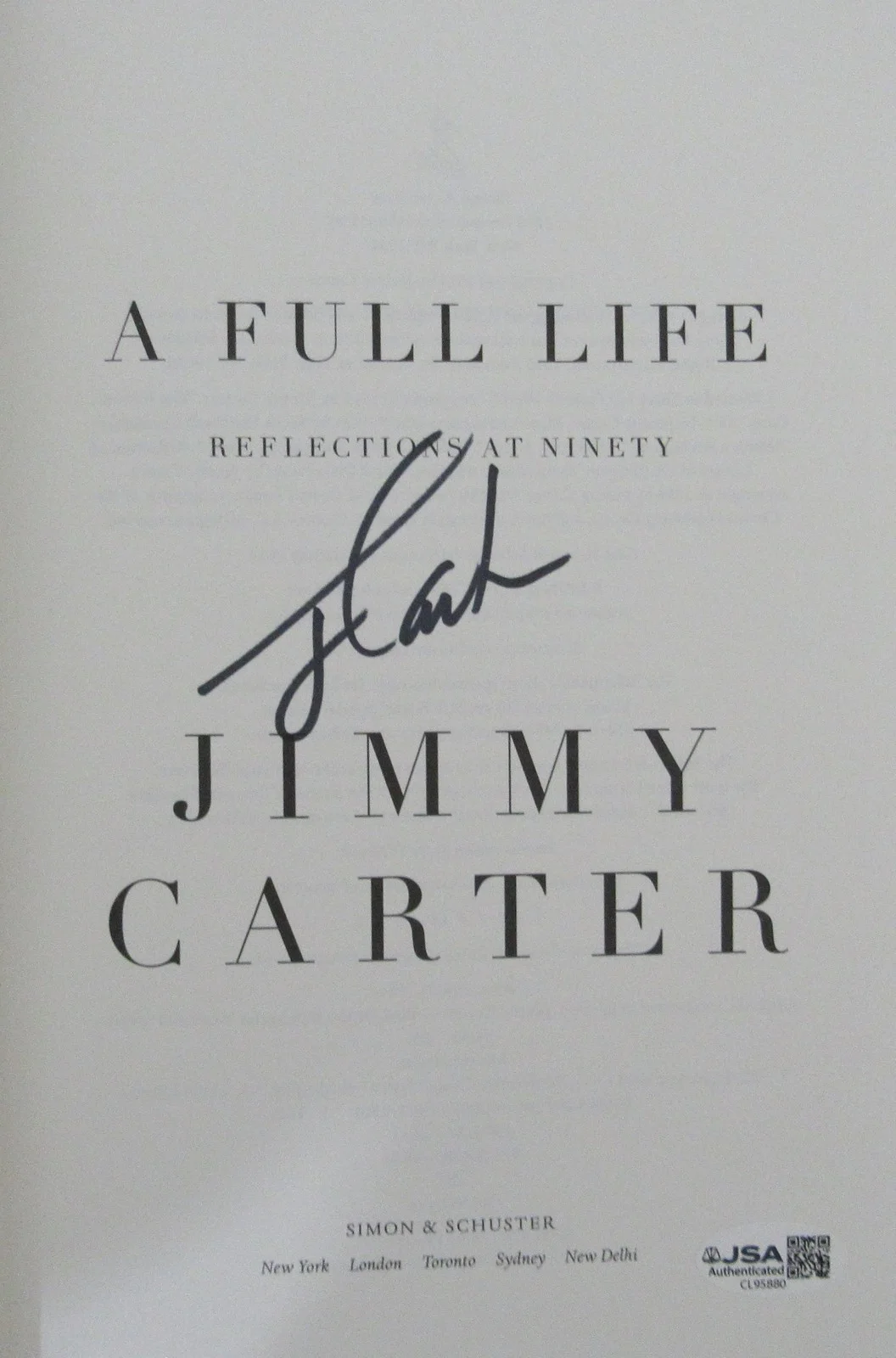Jimmy Carter Former President Signed/Autographed Book "A Full Life" JSA 207756, изображение 2