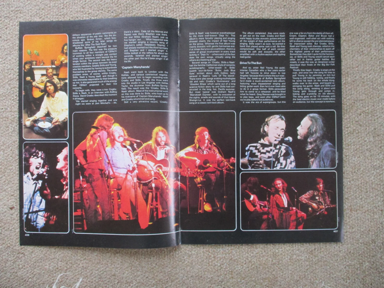 Crosby, Stills, Nash and Young. 5 page magazine article with colour and B/W pics, изображение 2