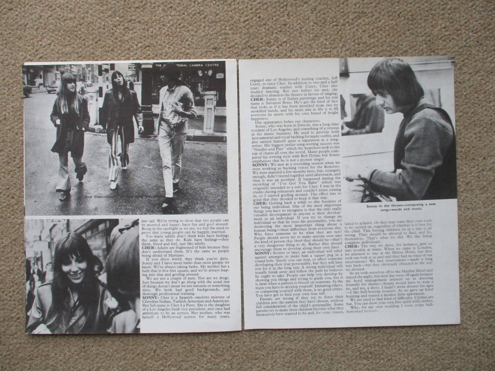 Sonny and Cher - We're not weirdies! Original 4 page article / pic from 1960s., image 2
