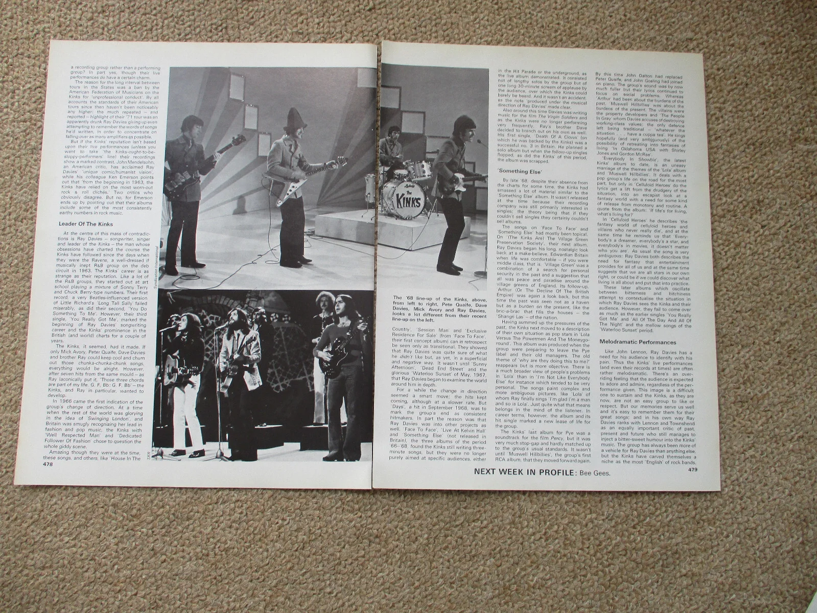 The Kinks / Ray Davies - 5 page magazine article with colour and B/W pics, изображение 3