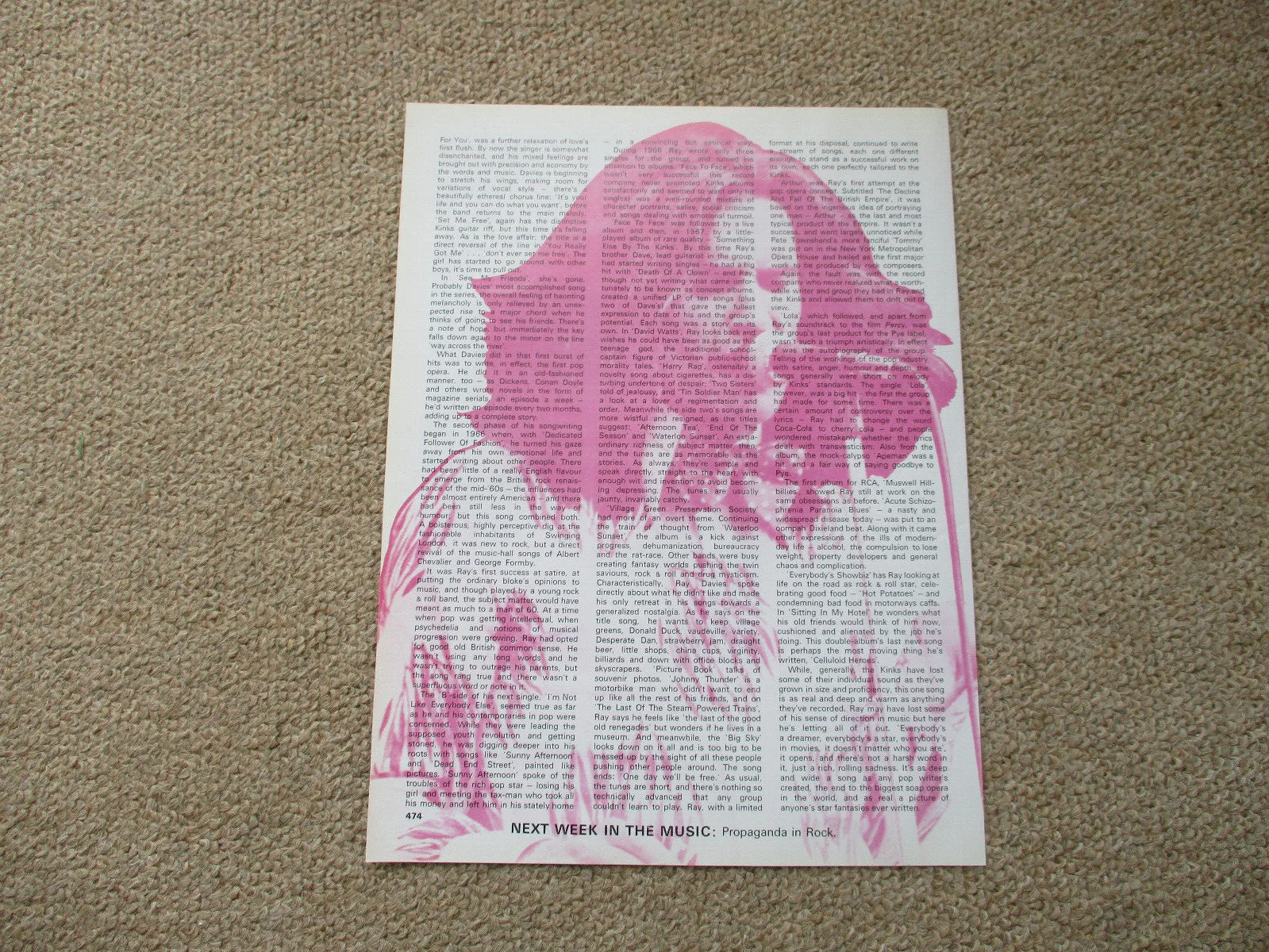 The Kinks / Ray Davies - 5 page magazine article with colour and B/W pics, изображение 4