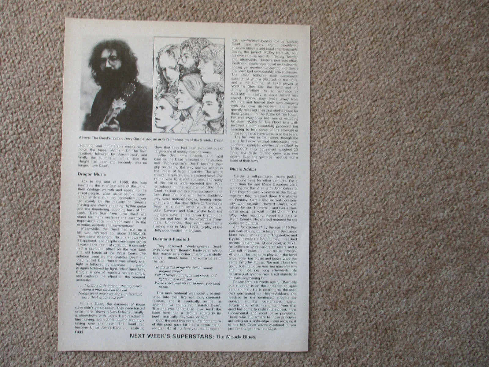The Grateful Dead - 5 page magazine article with colour and B/W pics, изображение 3