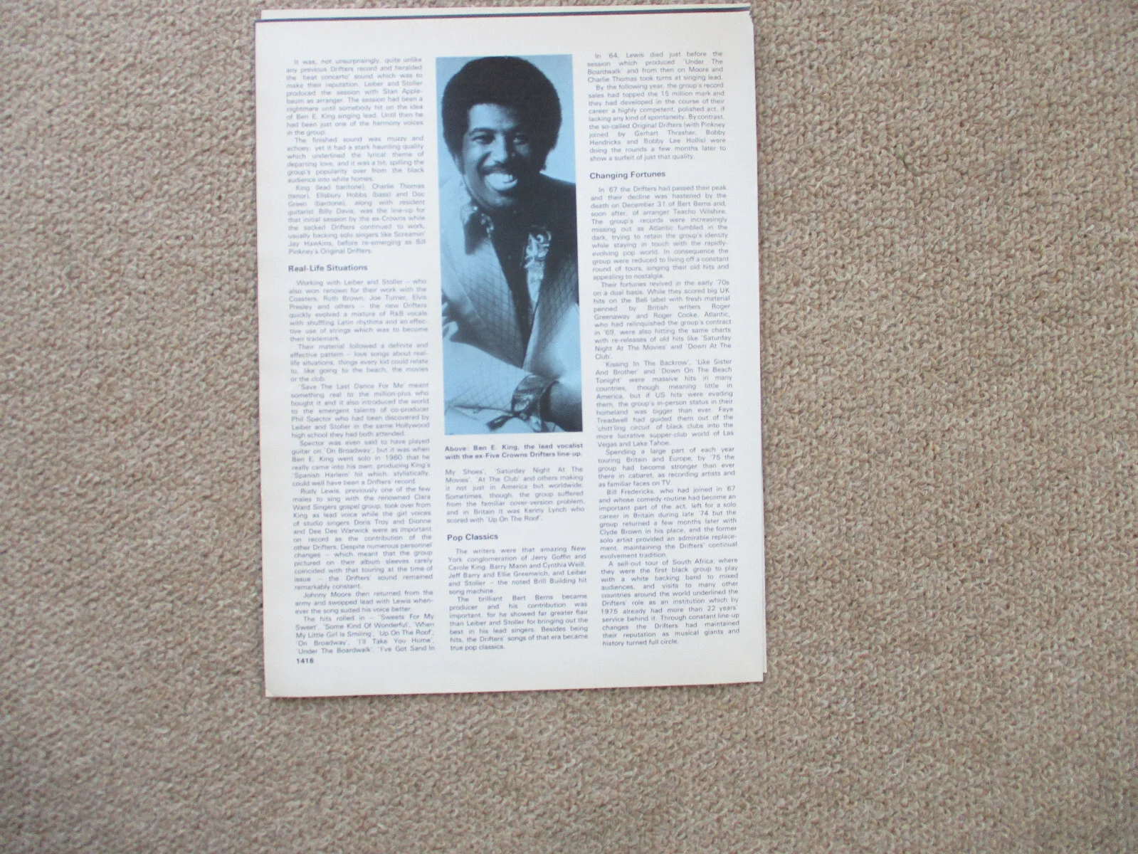 The Drifters - 5 page magazine article with colour and B/W pics, image 3