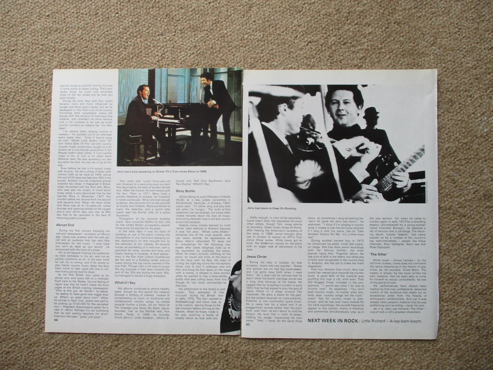 Jerry Lee Lewis - 4 page magazine article with colour and B/W pics, изображение 2