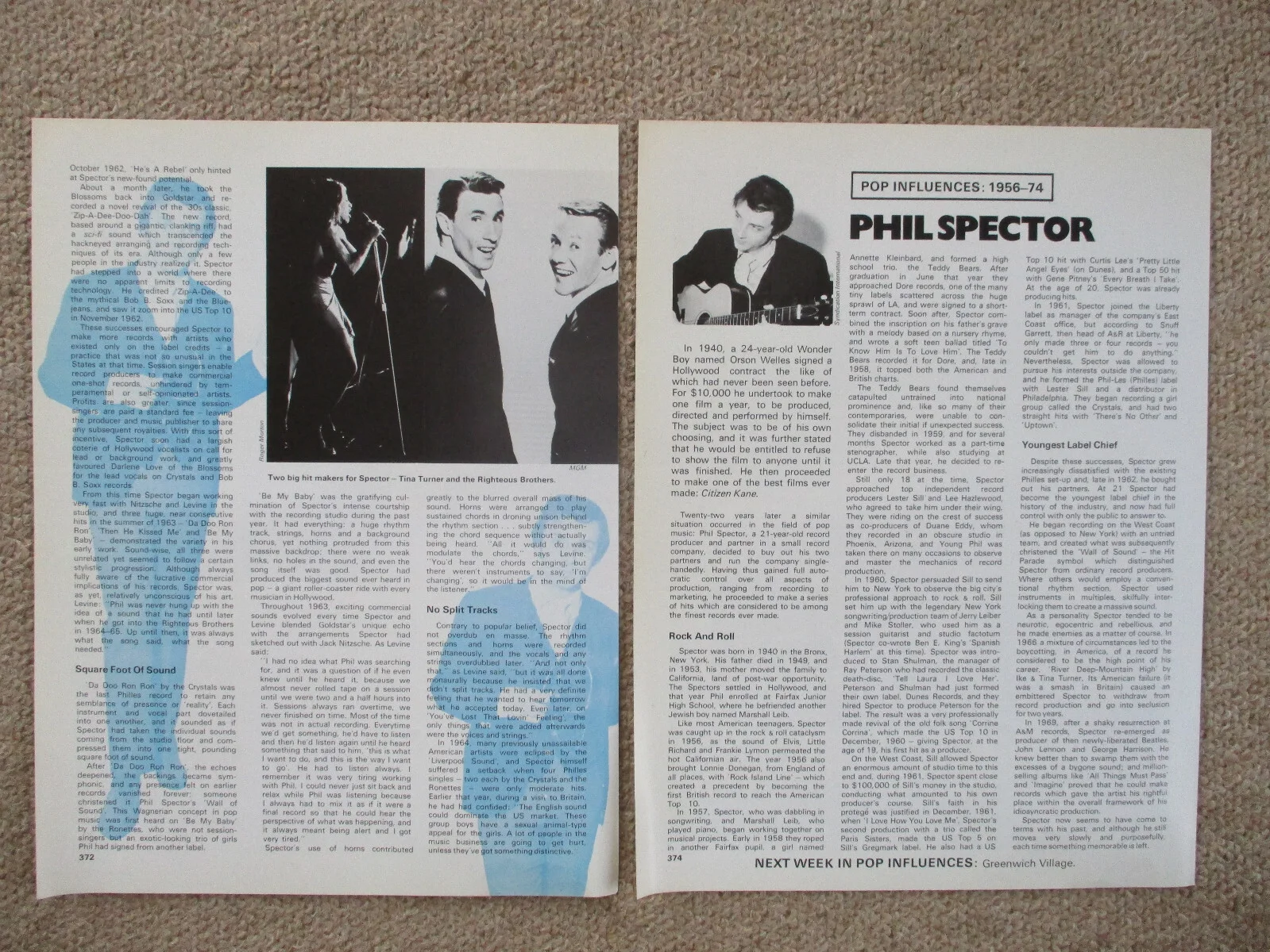 Phil Spector - 4 page magazine article with colour and B/W pics, image 2