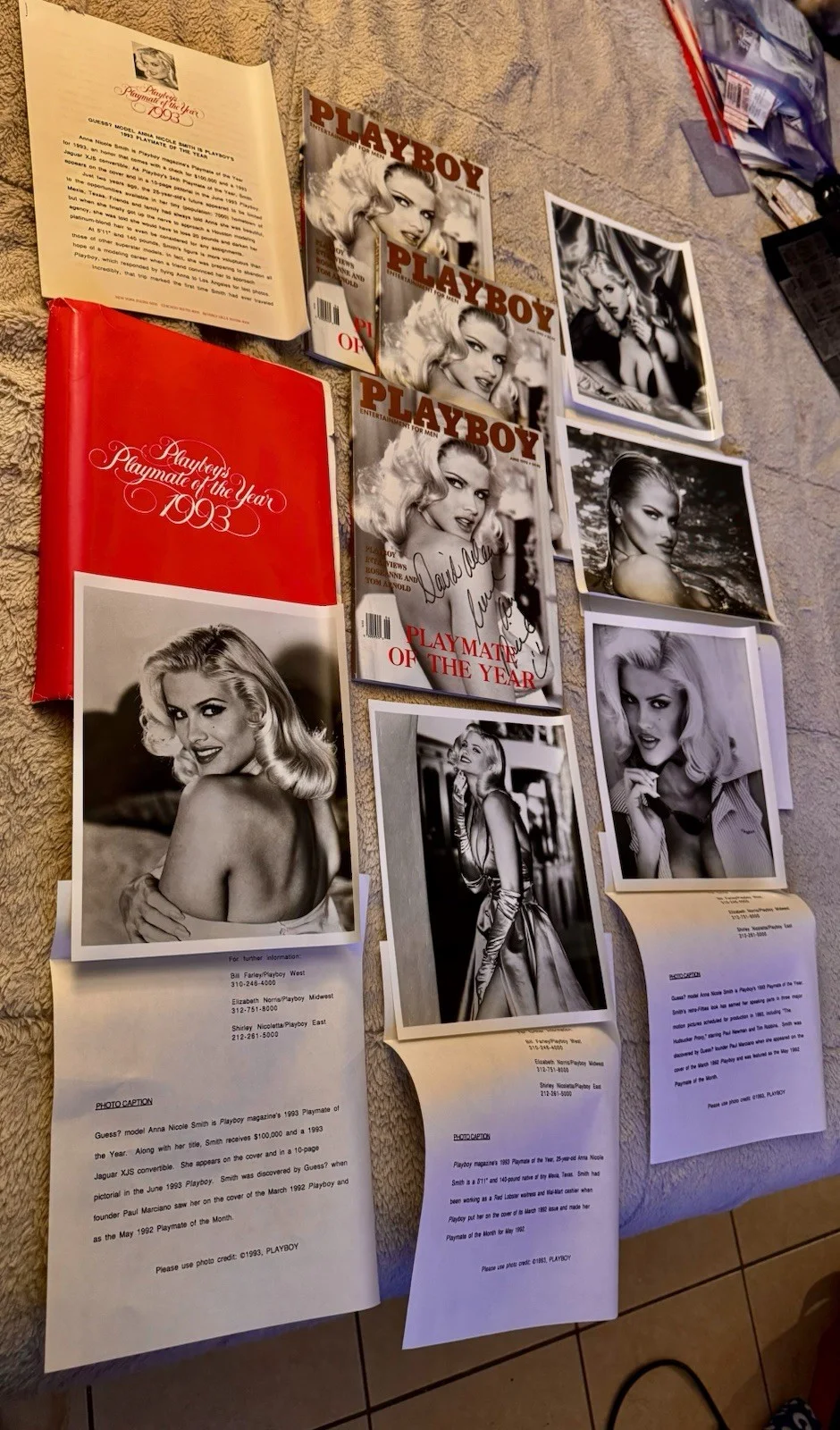 RARE Anna Nicole Smith 1993 Playmate of the Year Press Kit + 3 Magazines SIGNED!, изображение 4