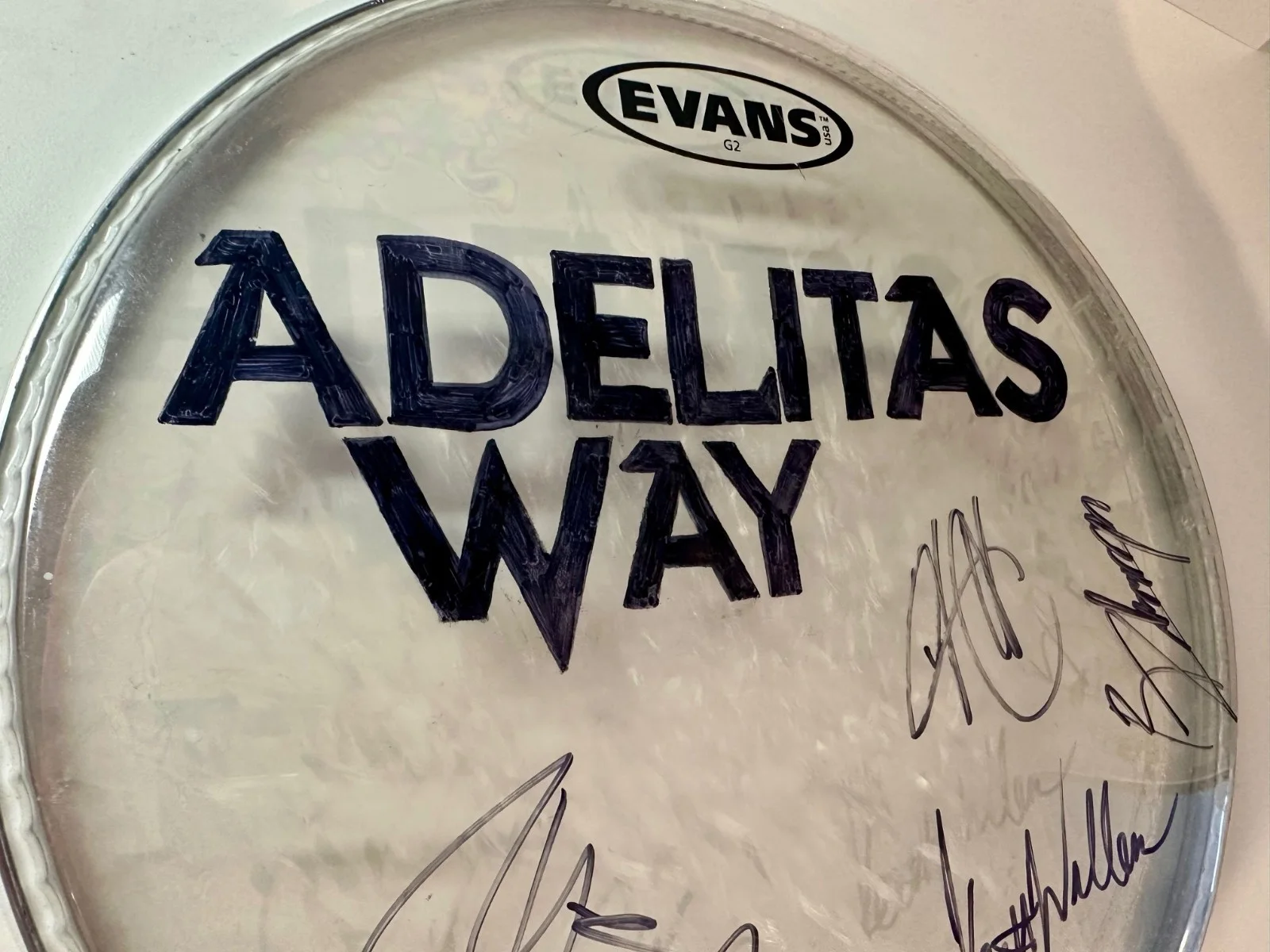 Signed Adelitas Way 12" Drum Head – Concert Used with Band Logo, изображение 5