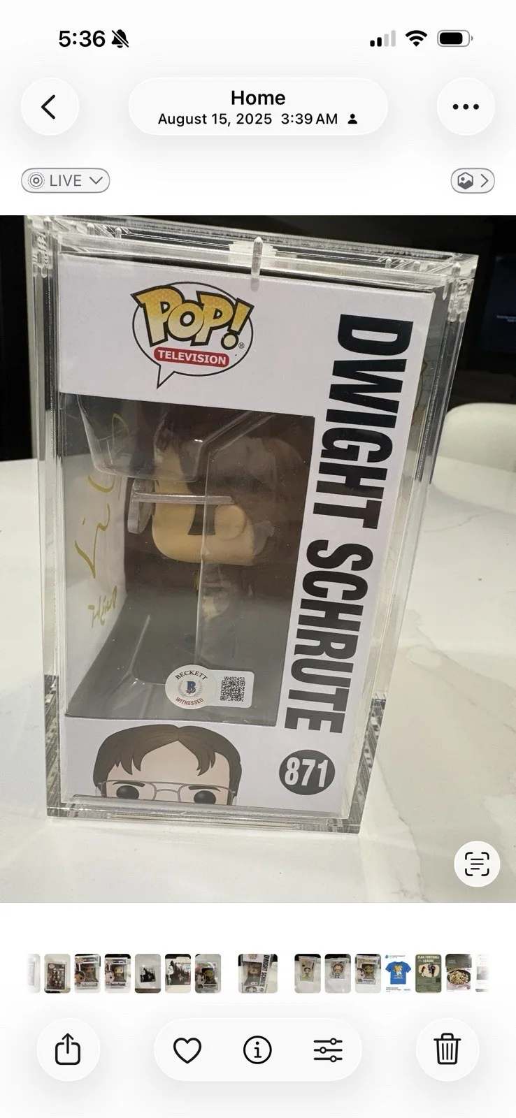 Rainn Wilson Autographed Dwight Schrute Funko w/ Beckett COA, изображение 3