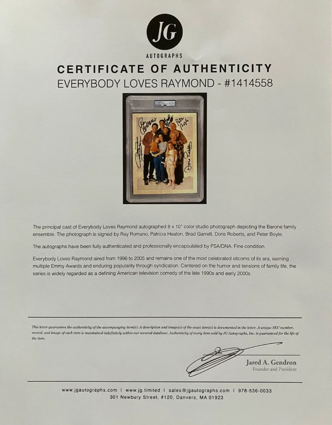 Leblanc Aniston Perry Kudrow Cox Schwimmer — Everybody Loves Raymond Cast Signed 8x10 Photo PSA COA Autographed by all 5, изображение 2