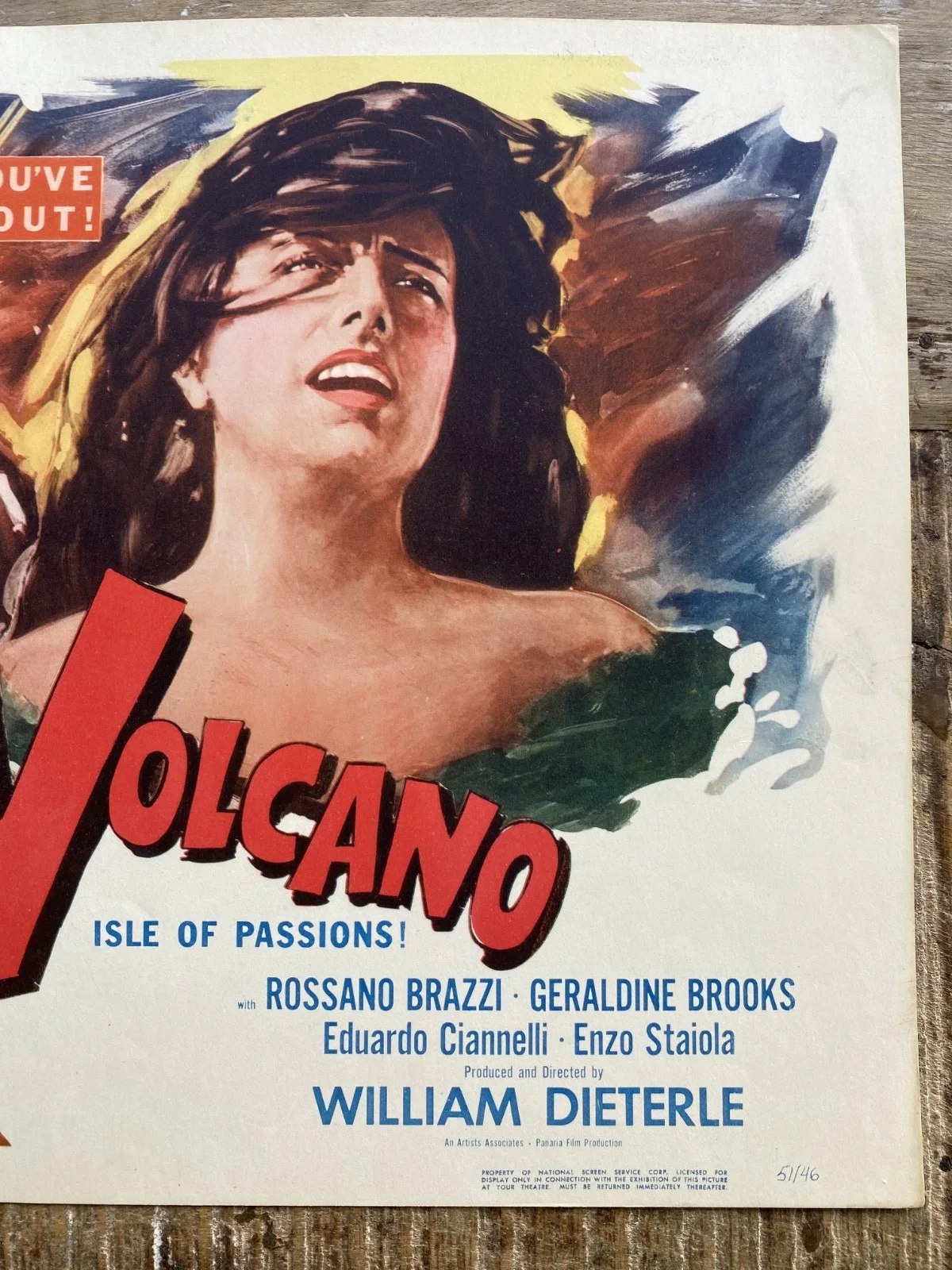 Vulcano Volcano Original Lobby Card Anna Magnani 1951, изображение 3