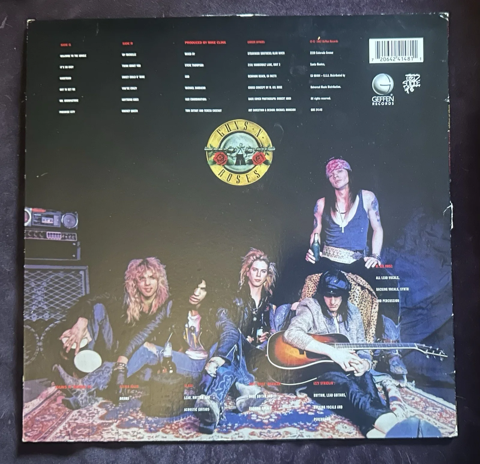Guns N' Roses Appetite for Destruction Autographed Vinyl Record all 5 original, изображение 2