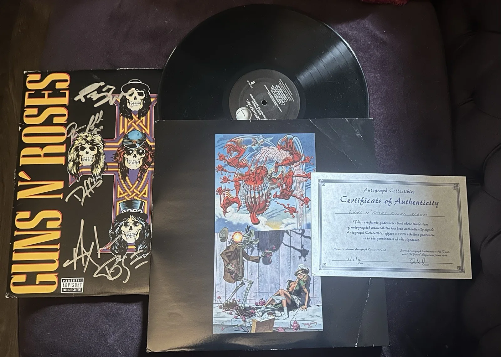 Guns N' Roses Appetite for Destruction Autographed Vinyl Record all 5 original, изображение 3