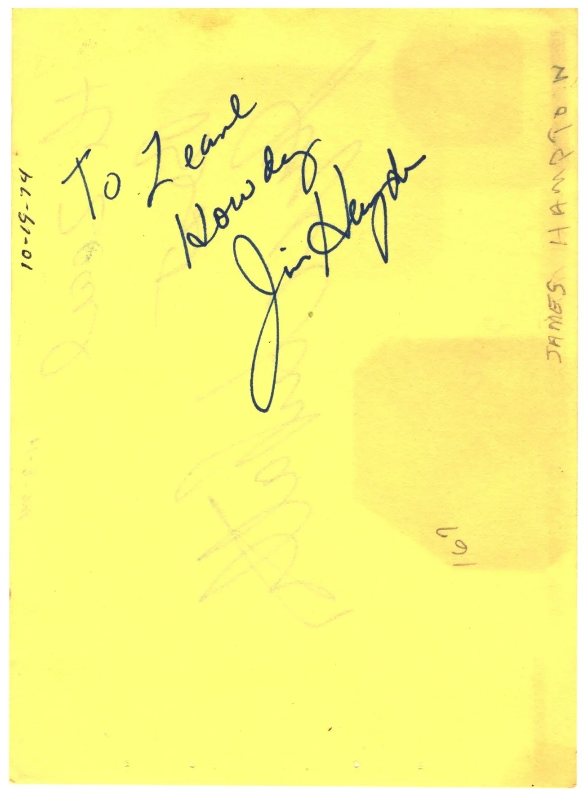 ACTORS JOYCE VAN PATTON AND JAMES HAMPTON AUTOGRAPH ON CARD STOCK, image 2