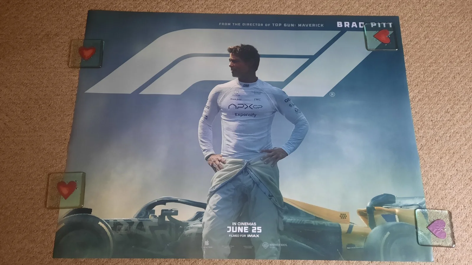F1 2025 Cinema Quad Poster 30 X40 Brad Pitt Double-Sided Oscar Winner Rare, изображение 5