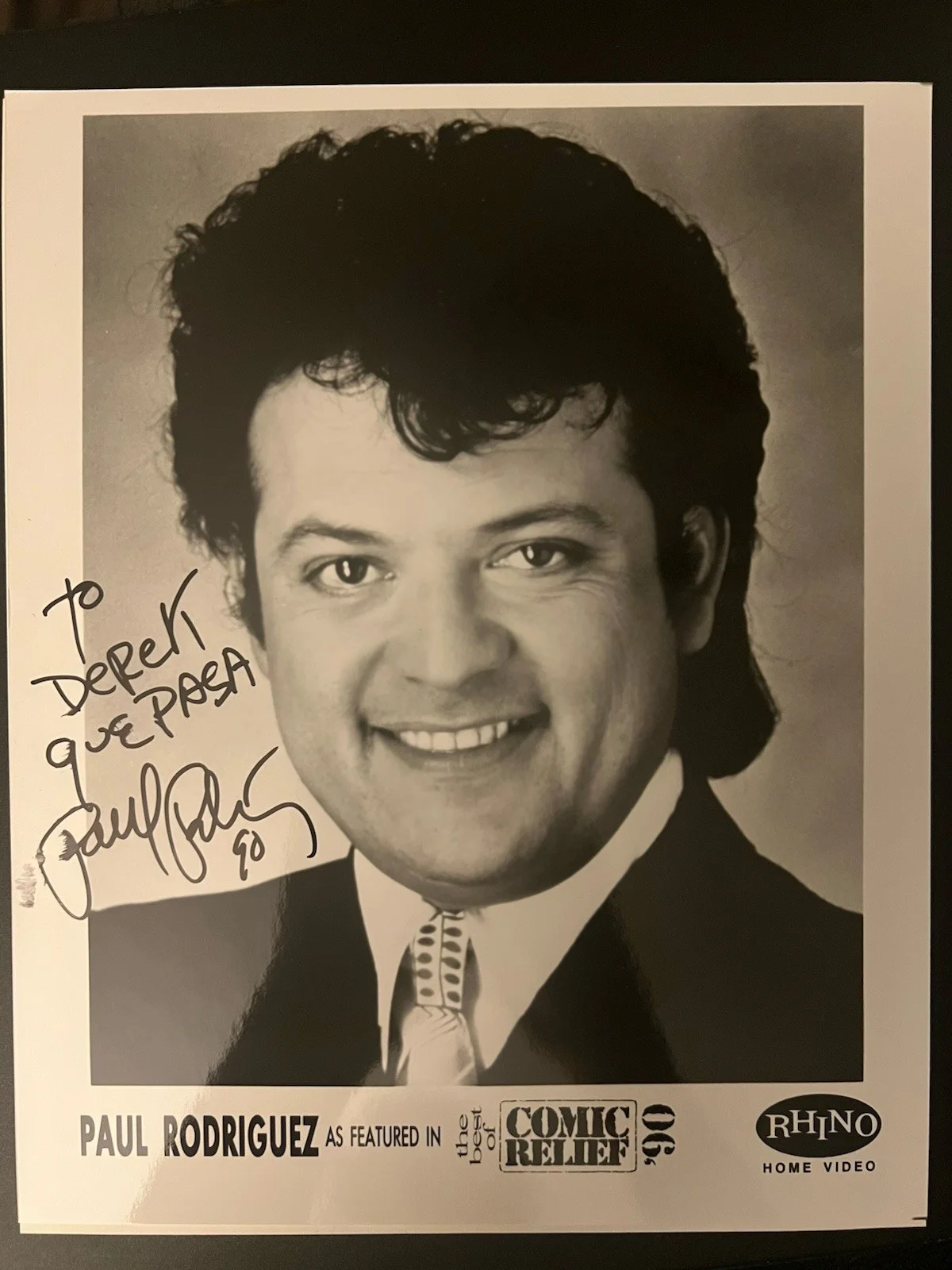 Paul Rodriguez — Paul Rodriguez ~ Autographed Photo ~ 8”x10” ~ Comic Relief 1990 Rhino Home Video