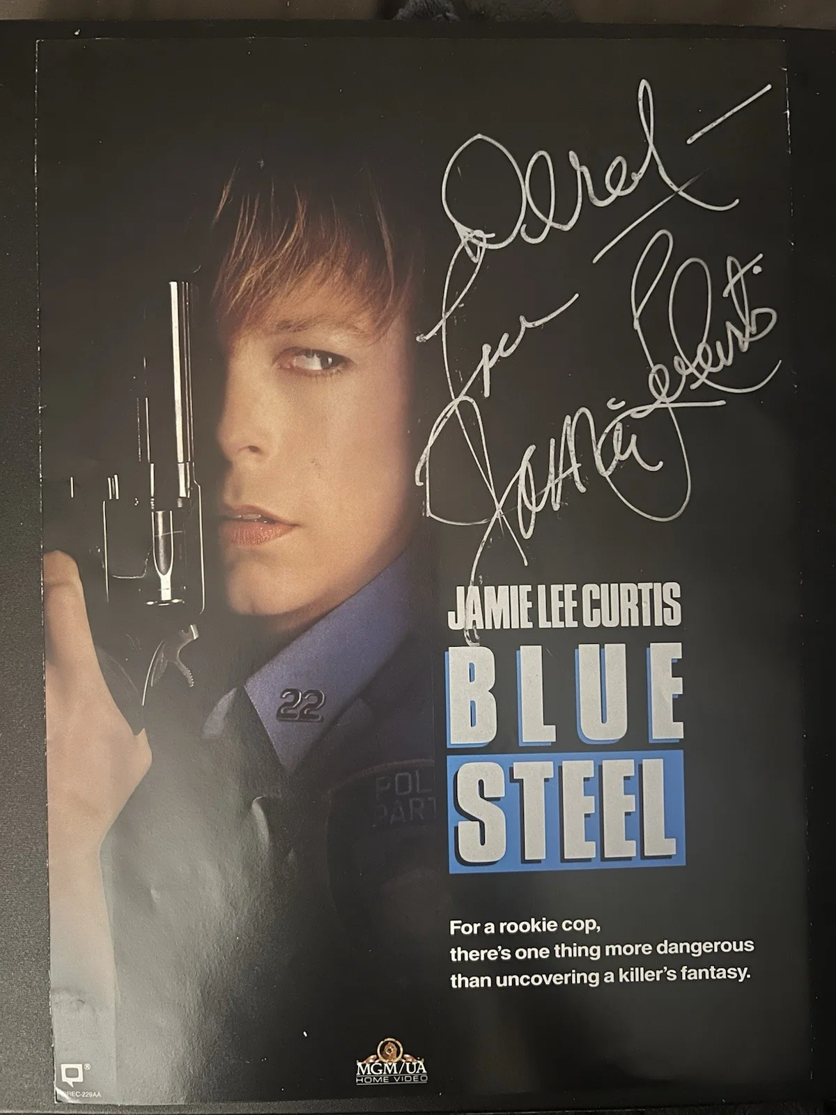 Jamie Lee Curtis — Jamie Lee Curtis ~ Signed Autographed ‘Blue Steel’ VHS Promotional Flyer - 1990