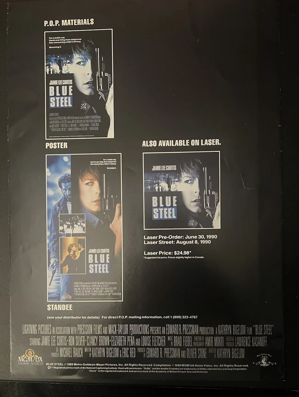 Jamie Lee Curtis — Jamie Lee Curtis ~ Signed Autographed ‘Blue Steel’ VHS Promotional Flyer - 1990, image 2