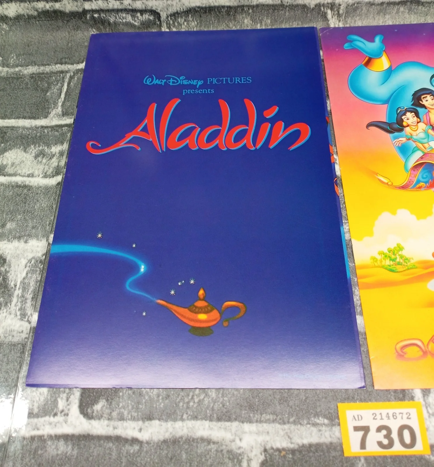 Disney Aladdin Promotional Card Synopsis Cast & Crew Movie Film Poster x2 Y730, изображение 2
