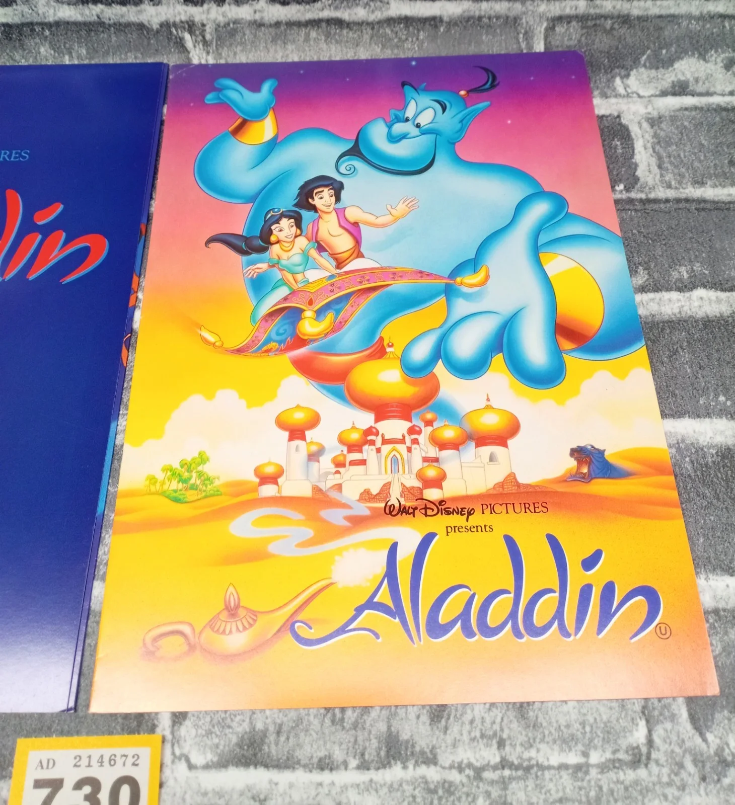 Disney Aladdin Promotional Card Synopsis Cast & Crew Movie Film Poster x2 Y730, изображение 3