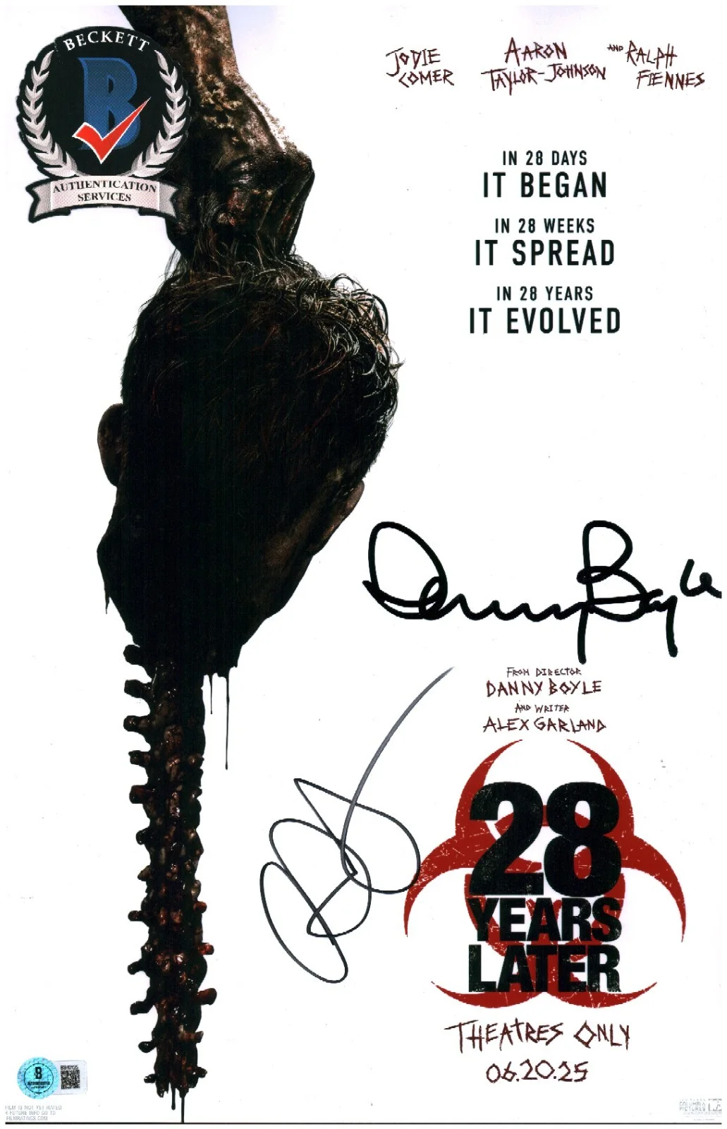 aaron taylor johnson and danny boyle — AARON TAYLOR JOHNSON DANNY BOYLE SIGNED 28 YEARS LATER 11X17 PHOTO BAS COA