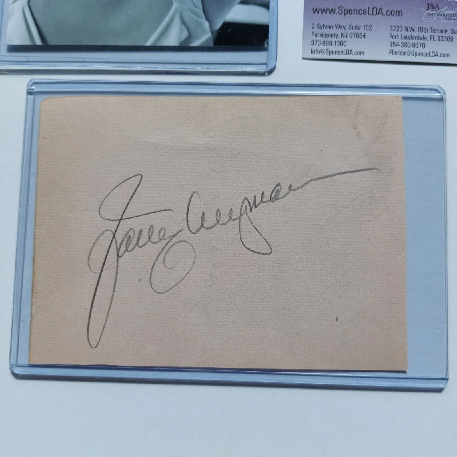 Jane Wyman — Jane Wyman Signed 4x6 JSA COA Actress Ronald Reagan 1st wife, image 2